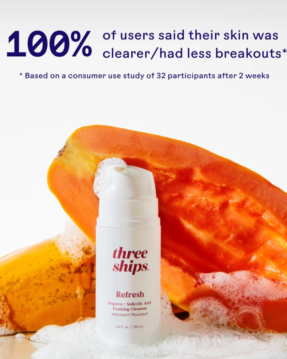 Three Ships Refresh Papaya + Salicylic Acid Foaming Cleanser