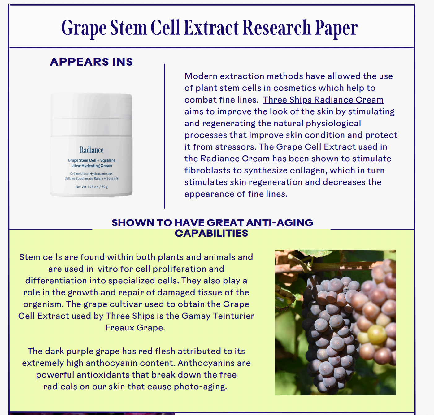 Three Ships Radiance Grape Stem Cell + Squalane Ultra-Hydrating Cream