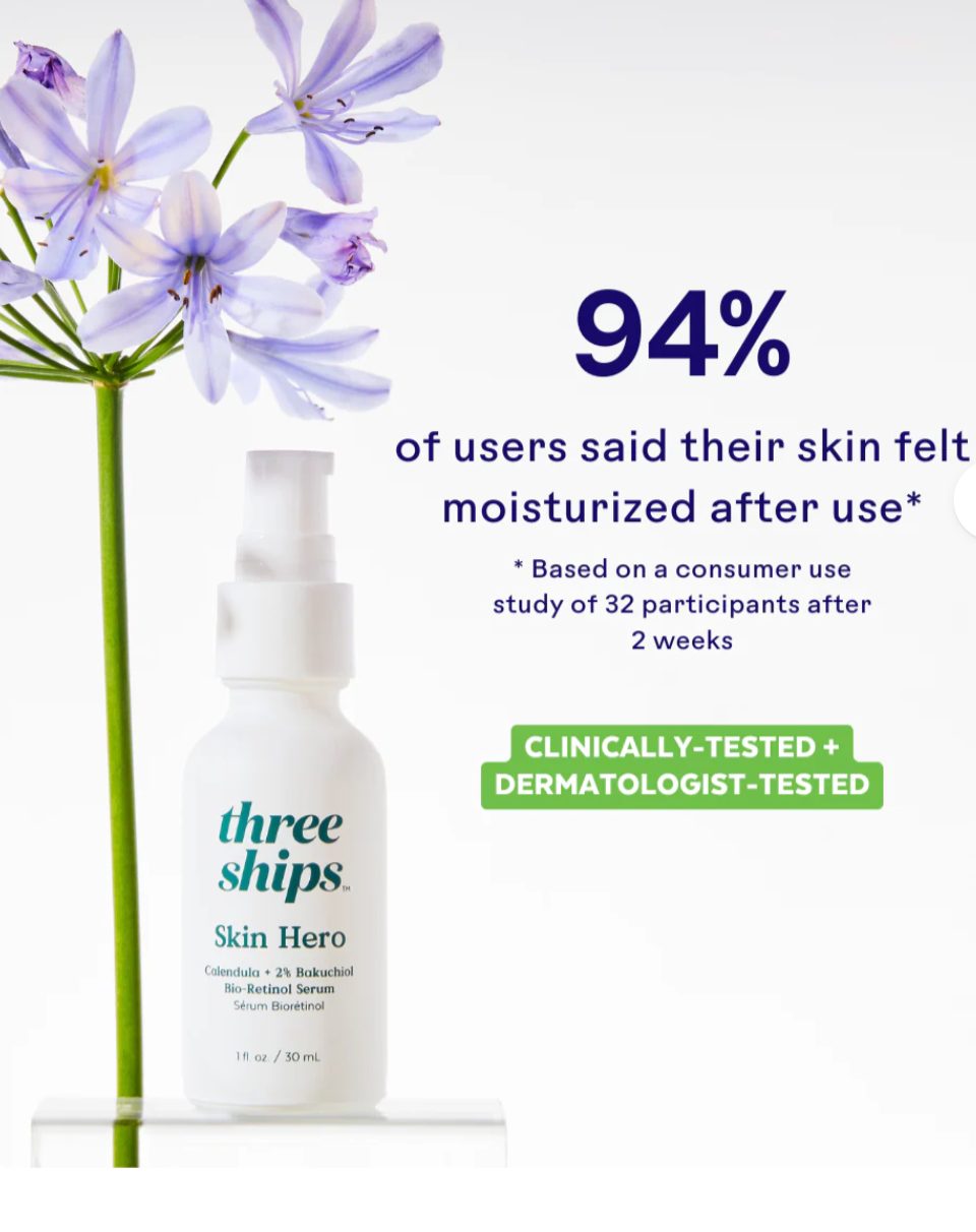Three Ships SkinHero™ Calendula + 2 % de sérum bio-rétinol Bakuchiol