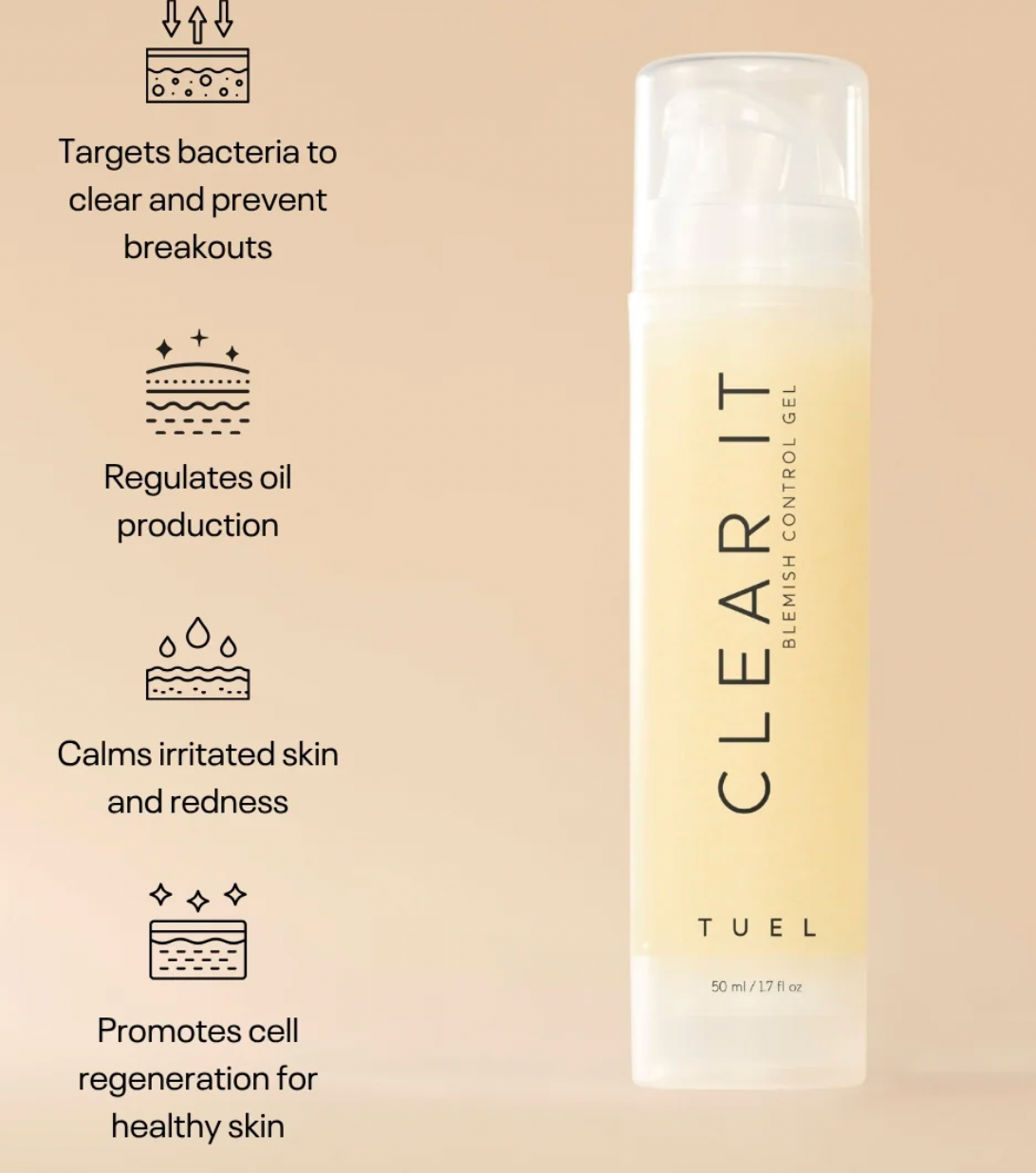 Tuel Clear It Blemish Gel - Organic colloidal sulfur - Allantoin