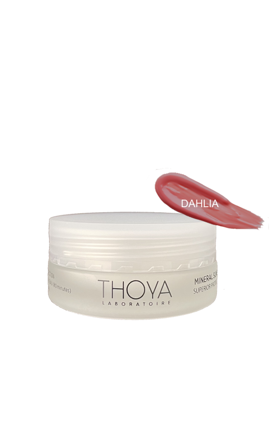 Crème solaire minérale SPF 40 Baume de protection supérieure Couleur Glow Dahlia Thoya Laboratoire